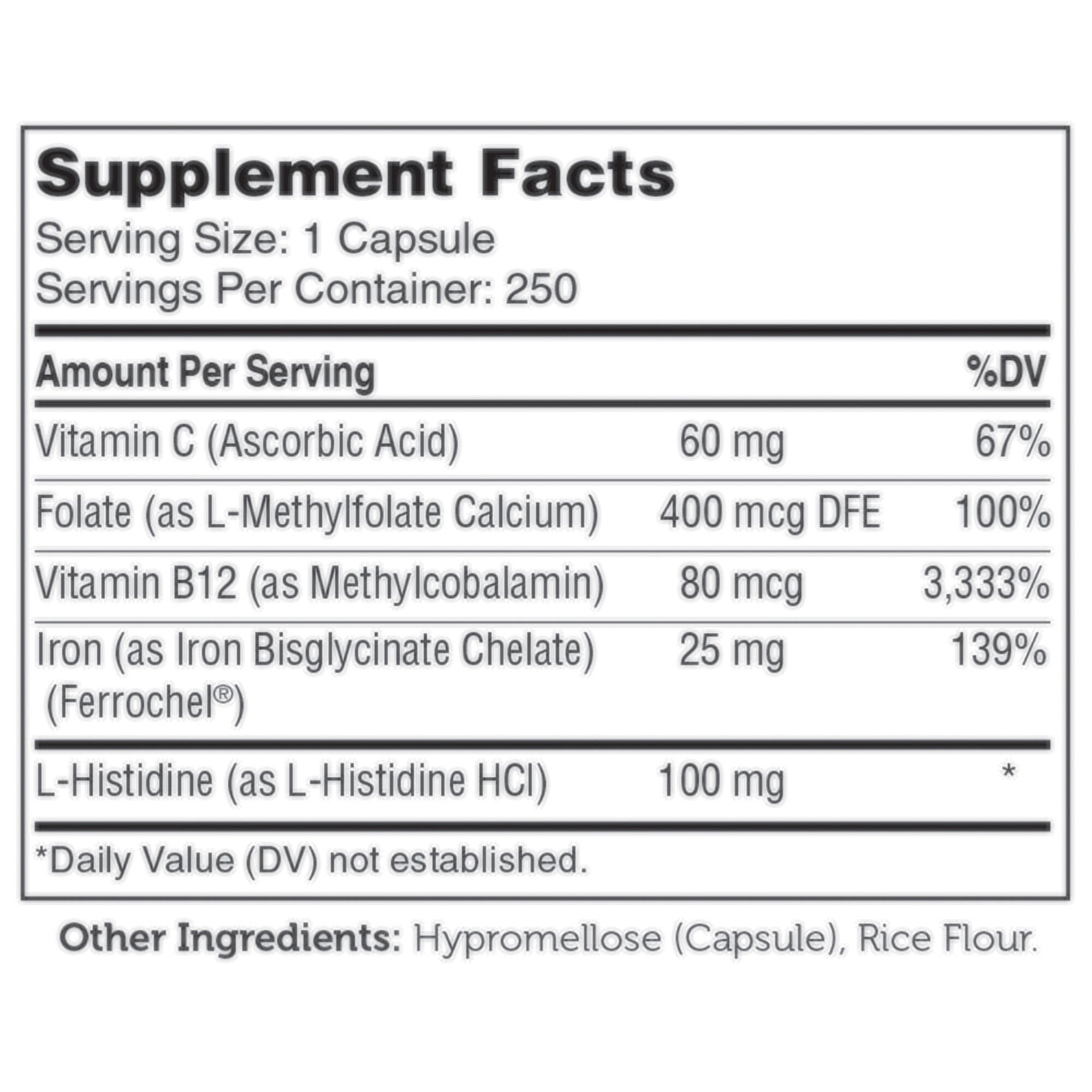 Iron Complex - 250 Capsules (250 Servings)